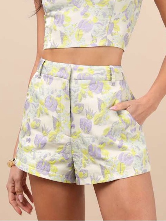 Lulus Pants - Lulus Carlita Light Mint Multi Jacquard Shorts Size Small